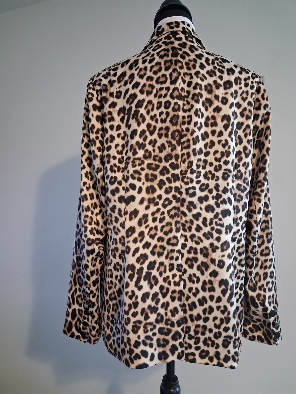 Leopard Print Blazer Jacket - Beige & Black Size 14 - Picture 2 of 11
